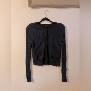TopShop Women’s Navy & Black Sweater Cardigan 8% Angora Sweater Size 4